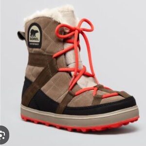 Sorel Womens Winter Waterproof Boots Glacy Explorer - Brown and Coral Size 7